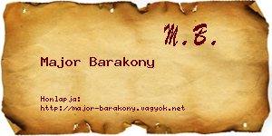 Major Barakony névjegykártya